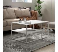 [en.casa] Table Basse du Salon Rectangulaire Acier Solide Robuste Étagère de Rangement 45 x 90 x 60 cm Blanc