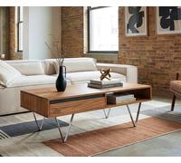 Table-basse Stonegrace 115x60x35 cm acacia naturel ardoise 2 tiroirs 1 compartiment