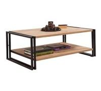 Table basse style industriel bois chêne clair et métal noir Dukita 110cm Bi & Multicolore G
