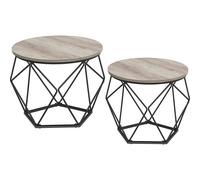 Lot de 2,Tables de Salon, Bouts de Canapé, Cadre en Acier Robuste, Grège et Noir Noir G