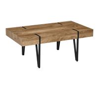 HOMCOM Table Basse rectangulaire Style Industriel piètement épingle métal Noir Plateau Aspect Ancien bastaing Bois