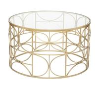 Atmosphera – Table basse ronde Suite – D 71 x H 41 cm, plateau verre trempé, doré