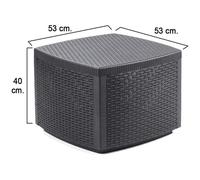 Table Basse - SUNNY DAYS - NAXOS - Effet Rotin - 54x54xH39,5cm - Espace de Rangement