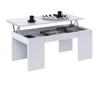 Table Basse surélevée, Table de Salle à Manger, modèle Kendra, Finition Blanc Brillant, Dimensions : 100 cm (Longueur) x 50 cm (Largeur) x 43-54 cm (Hauteur)