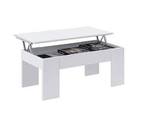 Table Basse surélevée, Table de Salon ou de Salle à Manger, modèle LC, Fini en Couleur Blanche Artik, mesures: 100 cm (Largeur) x 50 cm (Profondeur) x 45-56 cm (Hauteur)