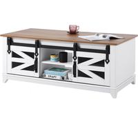 Table basse table basse 2 niveaux rectangulaire avec porte coulissante - 1210x560x481mm - Table de salon moderne - Table d'appoint fonctionnelle