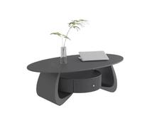 Table Basse Table Basse de Salon en Pierre, Petite Table Ovale for la Maison, Gain Place(Noir,Grand)