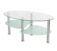 Table Basse Table Basse en Verre Table de Salon 90 x 50 x 43 cm (Transparent Noir)
