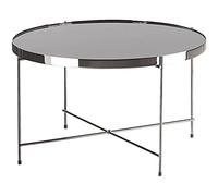 Table Basse Table Café Ronde 63 cm en Verre et Acier Noire et Argentée Design Moderne pour Chambre ou Salon Contemporain Beliani