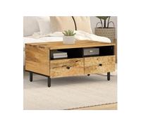 vidaXL Table basse Table d'appoint avec porte et rangement en bois de manguier massif