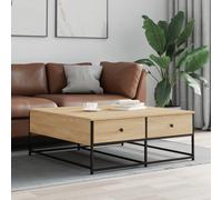 vidaXL Table Basse, Table d'Appoint avec 2 Tiroirs, Bout de Canapé avec Rangement, Meuble de Salle de SéJour, Moderne, Chêne Sonoma Bois d'Ingénierie