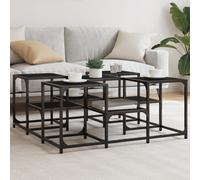 Table Basse, Bout de Canapé avec Pieds Réglables, Table d'Appoint Salon Salle de Séjour Intérieur, Industriel, Noir Bois d'Ingénierie