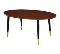 HOMCOM Table Basse Table d'appoint Ovale multifonctionnelle dim. 100 x 60 x 42 cm Aspect Teck foncé