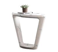 Table basse Table d'appoint ovale, table d'appoint à deux niveaux pour salon, chambre, balcon, bureau et petits espaces, petite table d'appoint avec étagère de rangement, montage facile (blanc)