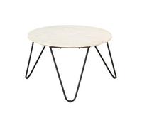 vidaXL Table basse Blanc 65x65x42 cm Pierre véritable texture marbre