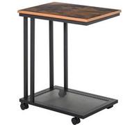 Table basse table d'appoint Vintage style industriel étagère acier noir MDF coloris boisé Marron G