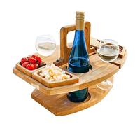 Table basse, table de pique-nique table de vin détachable portable avec 2 verres à vin support en bois mini plateau de collation pour les amateurs de vin épouses à l'extérieur, plage, camping