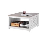 Table basse table de salon carrée avec rangement ouvert 800 mm gris blanc