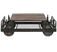 Table basse, table de salon en bois naturel et métal coloris noir - longueur 147 x profondeur 48 x Hauteur 76 cm -PEGANE -