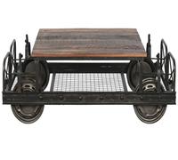 Table basse table de salon en bois naturel et métal coloris noir - longueur 147 x profondeur 48 x Hauteur 76 cm