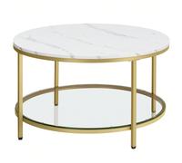 Table Basse, Table de Salon, Façon Marbre, Support en Verre Trempé, Facile à Assembler, Style Moderne, Blanc Marbré et Doré Métallique À propos de cet article[Style moderne minimaliste] Un dessus faço