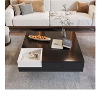 Table basse, table de salon haute brillance, table d'appoint avec boîte de rangement amovible, blanc bloc de couleu