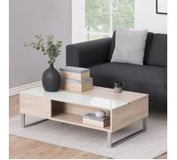 Selsey KOSTRENA - Table Basse relevable avec élément en Verre trempé chêne Sonoma 110x60 cm
