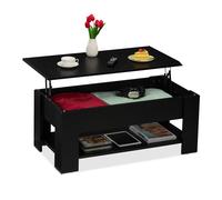Relaxdays Table Basse avec Plateau relevable,42x98x50 cm,Noire