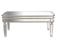 Table basse, table de salon rectangulaire en MDF coloris argenté avec miroir - longueur 108 x profondeur 61 x Hauteur 44 cm -PEGANE -