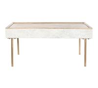 Table basse, table de salon rectangulaire en métal doré et bois de manguier marron - longueur 120 x profondeur 60 x Hauteur 57 cm -PEGANE -