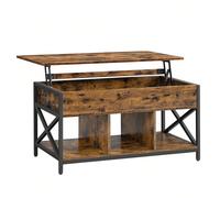 Table Basse, Table de Salon Relevable, Table Basse avec Rangement Caché et Compartiments Ouverts, Cadre en Acier, 50 x 100 x (46,5-62) cm, Marron Rustique et Noir À propos de cet article[Soulevez le p