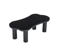 Table basse, Table de salon, Table basse design irrégulière en forme d'os, plateau en MDF et pieds en PVC, avec sous-couche en feutre, Noir