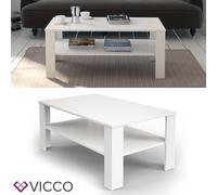 Vicco Table Basse, Blanc, 100x60cm | avec compartiment ouvert pour le rangement des magazines