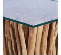 Table basse, Table de salon, VIDAXL, avec dessus en verre 66x66x40cm Bois de teck massif T103