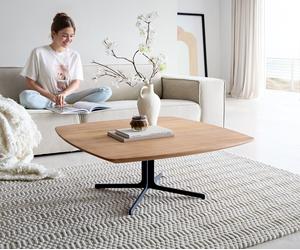 Table basse Talita 90x90 cm orme naturel métal effet titane