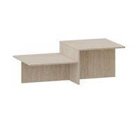 [en.casa] Table Basse de Salon Style Intemporel avec 2 Plateaux à Hauteurs Décalées Table d'Appoint pour Chambre Bureau Panneau de Particules Mélaminé 100 x 55 x 35 cm Travertin