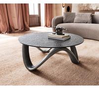 Table basse Tanju 90x90 cm argent avec verre en relief gris