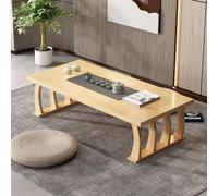 Table Basse Tatami en Bois Massif Moderne, Table à Thé Japonaise Basse de Sol, Structure Solide, pour Salon, Balcon, Cérémonie du Thé, Montage Facile(Yellow,100*60*35cm/39.4*23.6*13.8in)