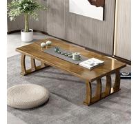 Table Basse Tatami en Bois Massif Moderne, Table à Thé Japonaise Basse de Sol, Structure Solide, pour Salon, Balcon, Cérémonie du Thé, Montage Facile(Brown,100*60*35cm/39.4*23.6*13.8in)