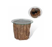 vidaXL Table Basse Teck Verre 50x40 cm