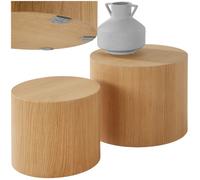 Table basse - TECTAKE - Lot de 2 tables basses rondes DANNY à l'aspect bois - Chêne clair