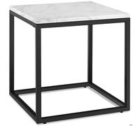 Table basse - TECTAKE - Table d'appoint ALYSIA carrée à l'effet marbre et acier, 45 x 45 x 47,5 cm - Noir/Blanc