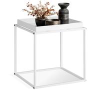 Table basse - TECTAKE - Table d'appoint CAMBRIDGE en acier avec étagère et embouts pour le sol, 40 x 40 x 44 cm - Blanc