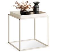 Table basse - TECTAKE - Table d'appoint CAMBRIDGE en acier avec étagère et embouts pour le sol, 40 x 40 x 44 cm - Crème
