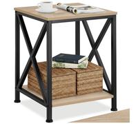 Table basse - TECTAKE - Table d'appoint CARLTON style industriel bois et acier, 40,5 x 40,5 x 52,5 cm - Bois clair/Chêne sonoma