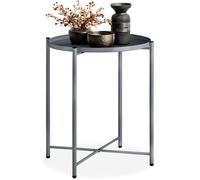 Table basse - TECTAKE - Table d'appoint CHESTER en acier avec étagère amovible 45,5 x 45,5 x 53 cm - Gris foncé