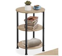 Table basse - TECTAKE - Table d'appoint COLCHESTER en bois MDF ronde avec 3 étagères 40 x 61 cm - Bois clair/Chêne sonoma