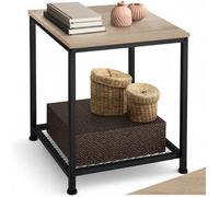 Table basse - TECTAKE - Table d'appoint DERBY en bois MDF et acier 45,5 x 45,5 x 55,5 cm - Bois clair/Chêne sonoma