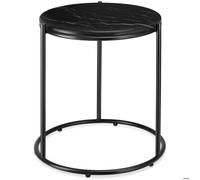 Table basse - TECTAKE - Table d'appoint ELSA à l'effet marbre et acier, Ø 43 x 50,5 cm - Noir