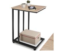 Table basse - TECTAKE - Table d'appoint ETON au style industriel bois MDF en forme de C, 48 x 35 x 66 cm - Bois clair/Chêne sonoma
